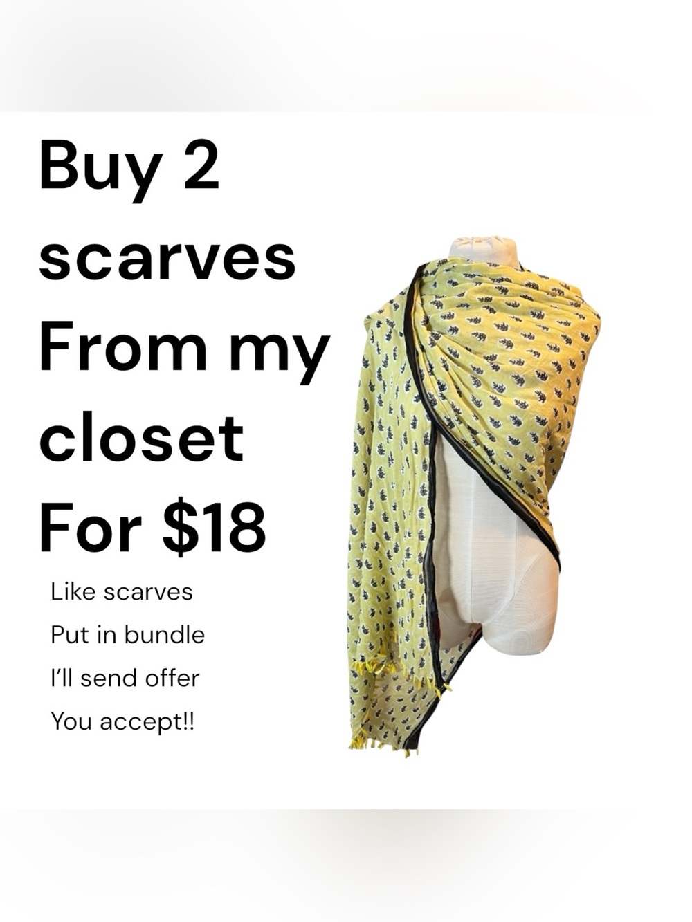 Paradise USA. Yellow Printed Lightweight Scarf with Black Trim